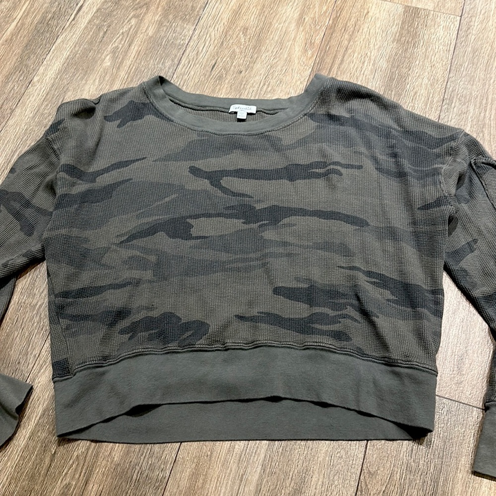 Splendid Thermal Academy Long Sleeve Top in Camo